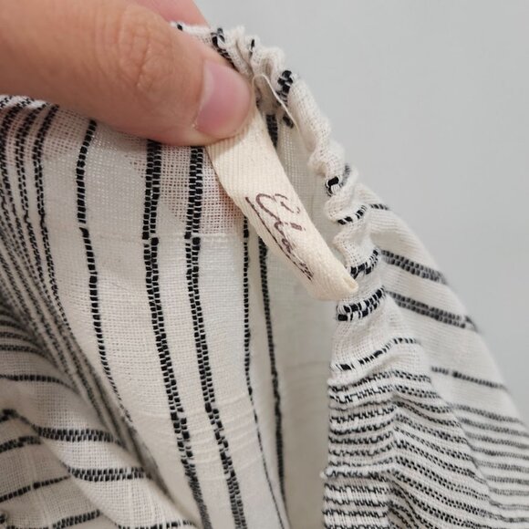 Elan Off White Linen Cotton Blend Strapless Cover-Up Black Tassel Jumpsuit Small - Picture 12 of 13